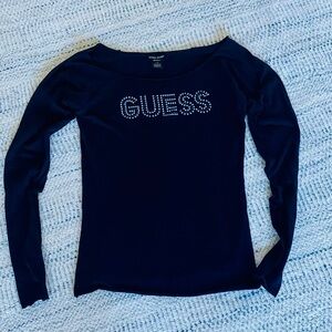Guess Black Sequined Long Sleeve Tee